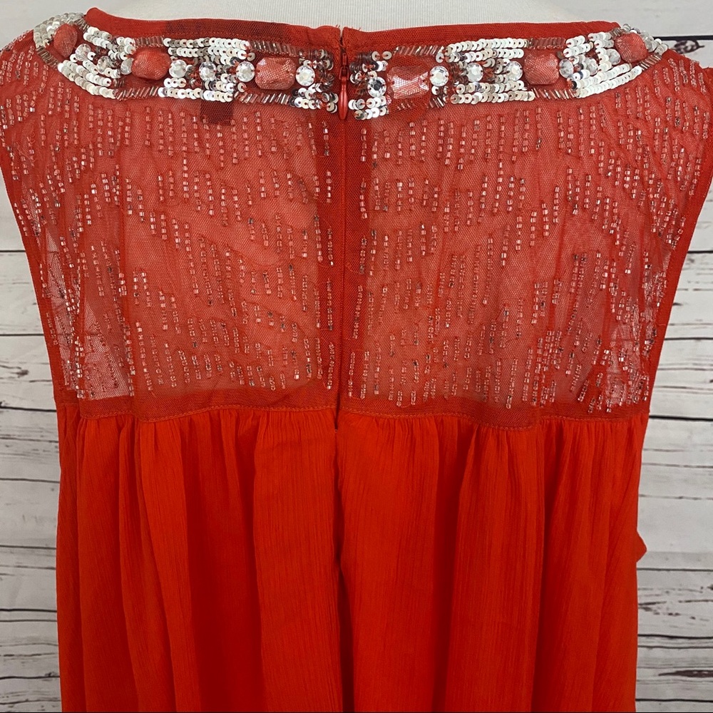 Lane Bryant Orange Chiffon Sequin Dress Size 26/28 - Picture 6 of 8